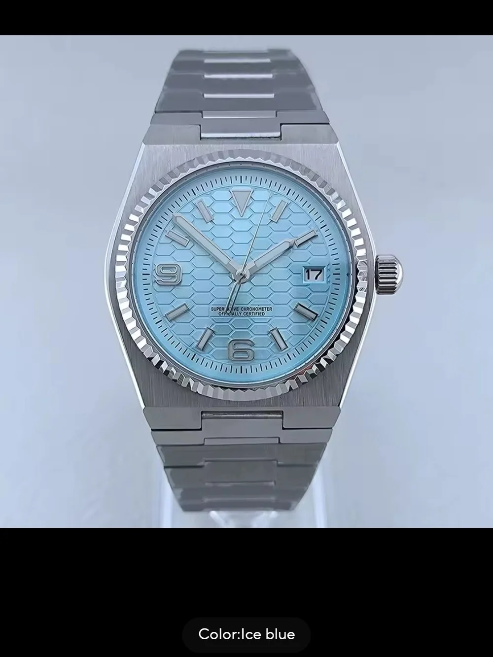 Ice Blue Dial Stainless Steel Watch